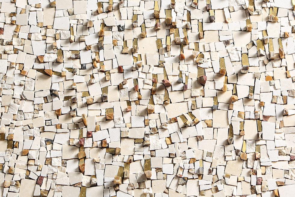 Marble, gold, flint for this decorative mosaic.