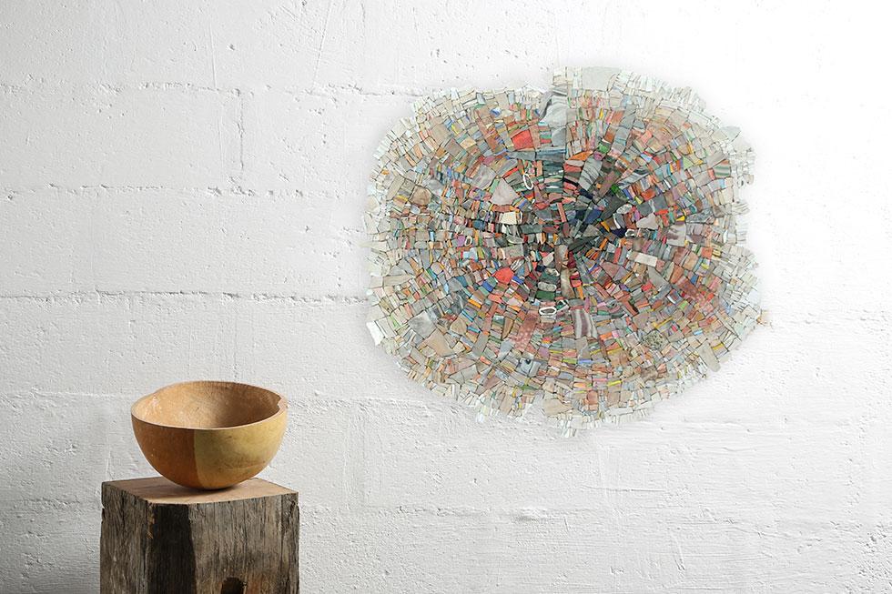 A dynamic pattern with soft tones, a muted collection of materials.