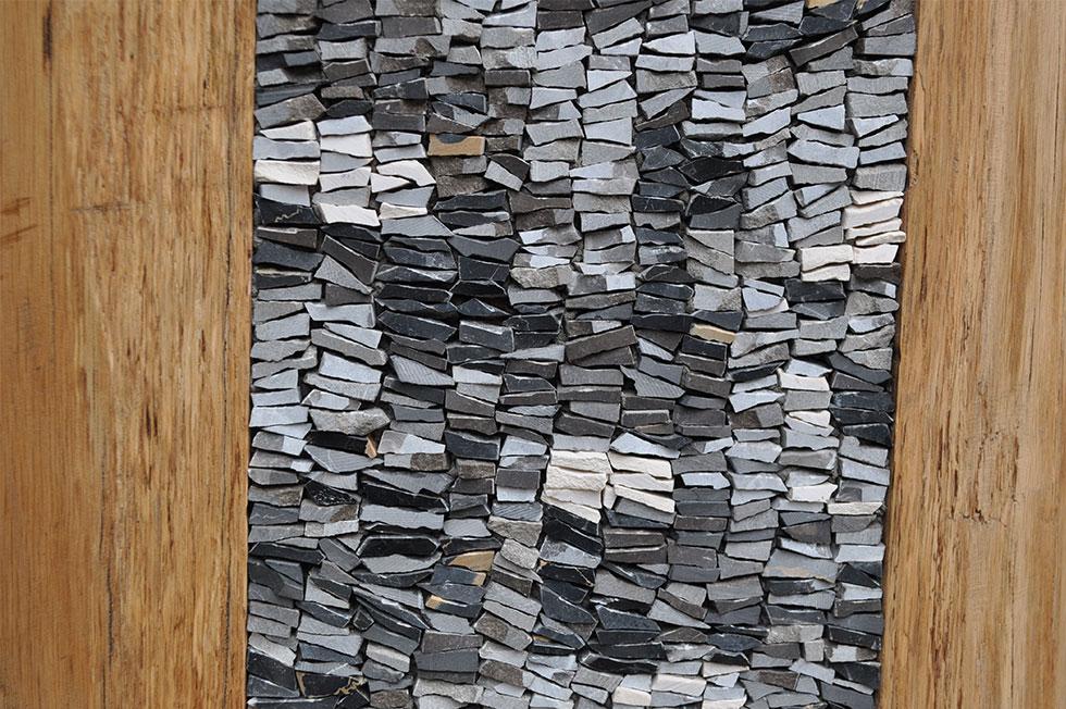 detail of the mosaic, cutted marbles