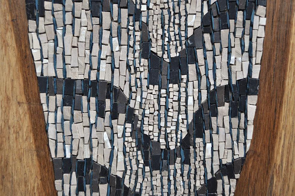 detail of the mosaic, marble and slate