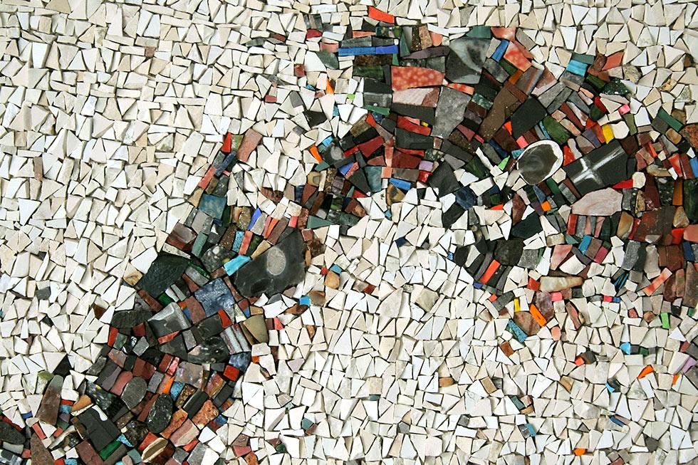 Mosaic made with a profusion of materials