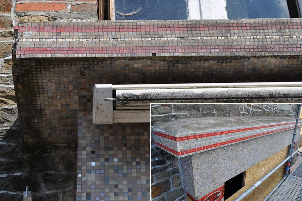 corniche en mosaïque dégradée