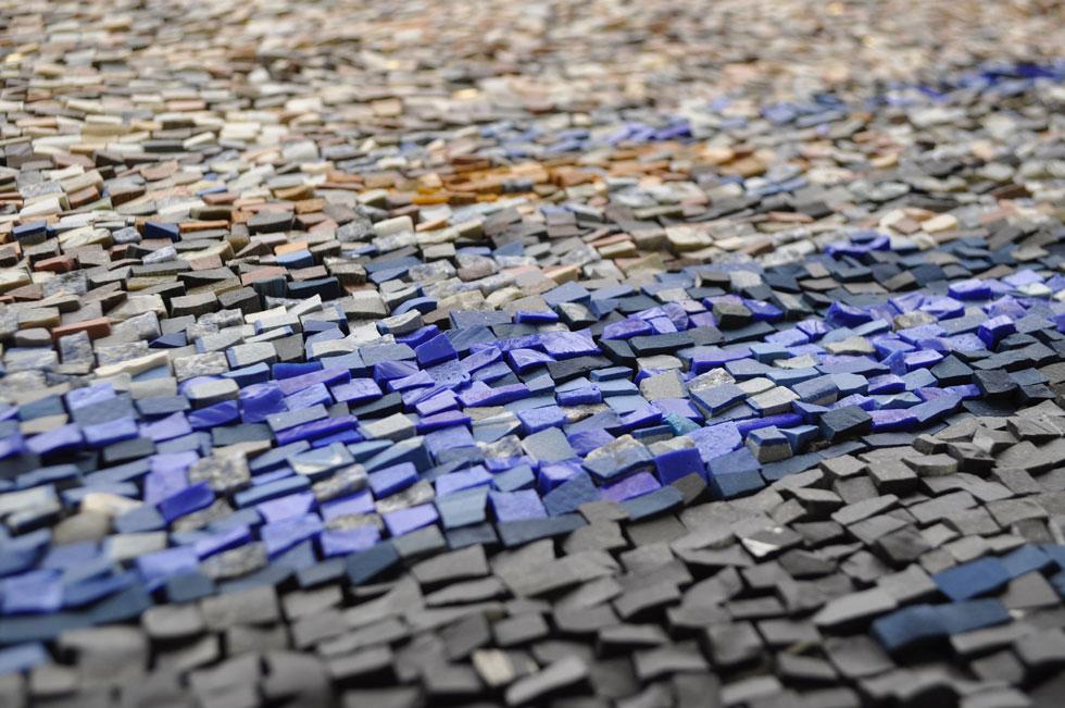 détail de la mosaïque la pluie