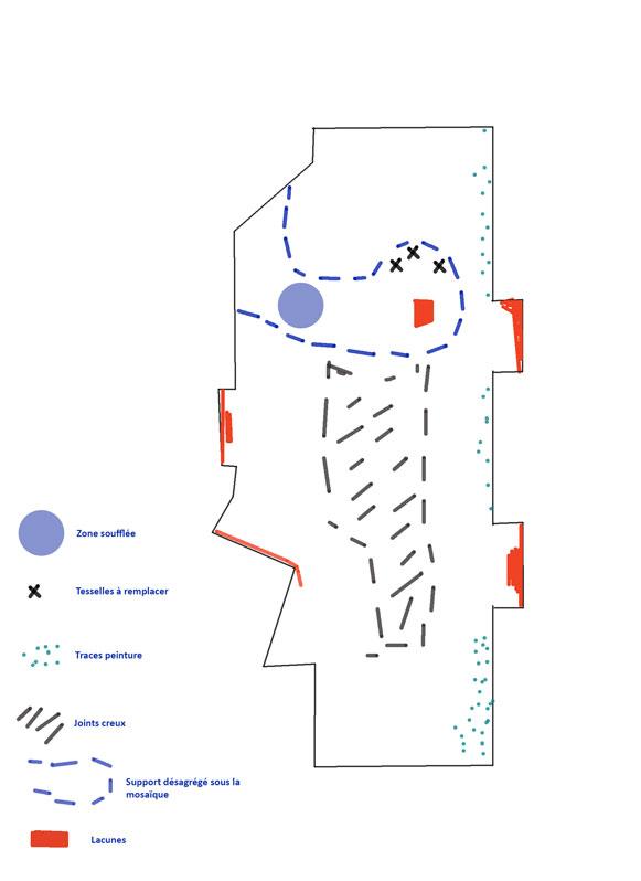 identification on map of the pathologies encountered